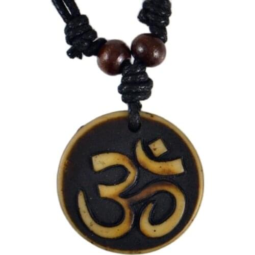 AUM OM Ohm Hindu Buddhist Hinduism Yoga India resin Pendant Necklace Amulet Lucky Gift Tribal Fashion Jewelry