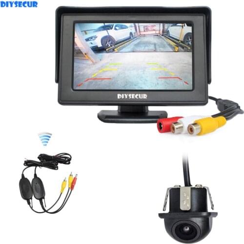 DIYSECUR Wireless 4.3" HD LCD Display Rear View Monitor Car Monitor Mini Car Cam Rear View Car Camera Reversing System Kit
