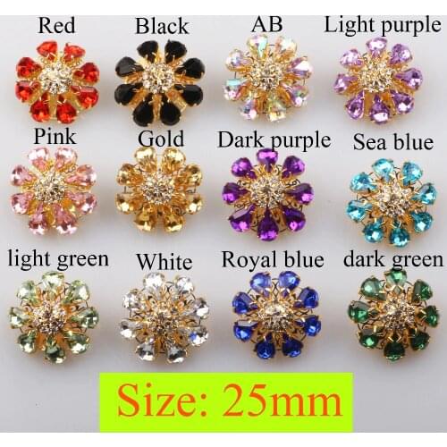 Shiny 2pc/lot 25mm metal button for mushroom Rhinestone Acrylic buttons wedding Bride holding flowers decorate