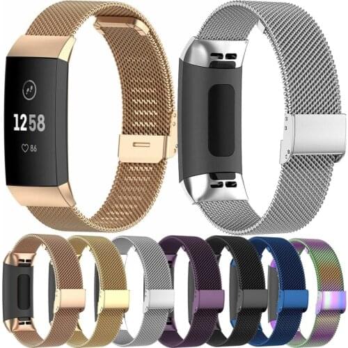 Bracelet for Fitbit Charge 3 SE Bands & Charge 4 Watch Strap Stainless Steel Metal Watchband Wristband for Women Men Large Small