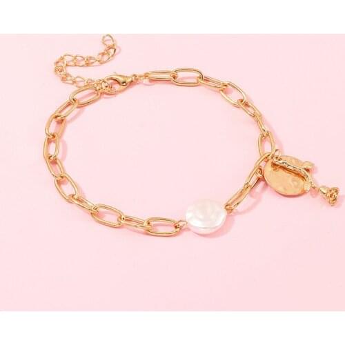 CHENFAN New womens jewelry fashion creative alloy round rose womens bracelet for women natural pearl bracelet accessories gift