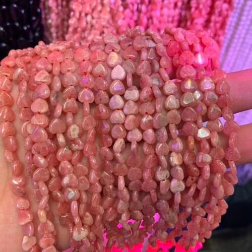 Heart natural Rhodochrosite stone beads natural stone beads DIY loose beads for jewelry making strand 15" wholesale