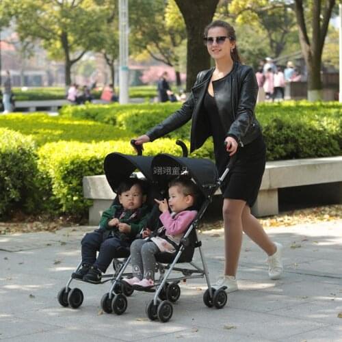 Twin Baby Stroller Ultra Light Portable Small Folding Umbrella Double Cart Shock Absorber Baby Carriage With 5-Point Seat Belt