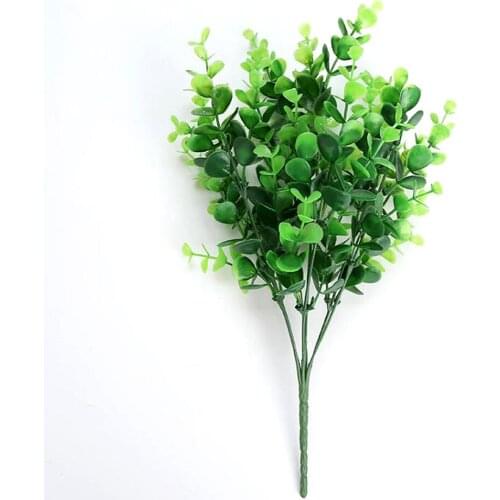 1PC 7 Fork Artificial Plants Eucalyptus Grass Plastic Ferns Green Leaves Fake Flower Plant Wedding Home Decoration Table Decors