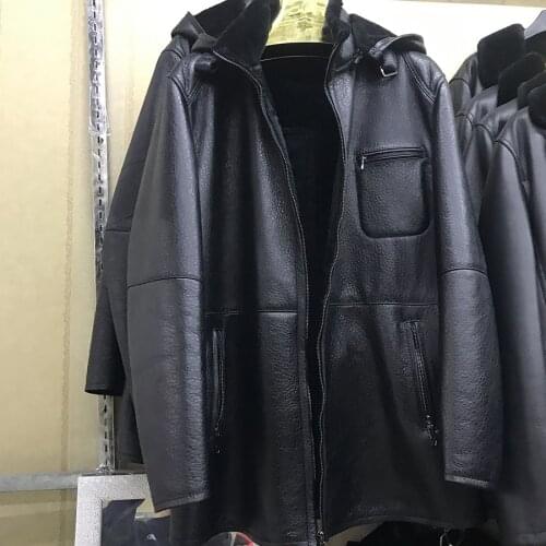 Classic Leather Jacket Men Windproof Fully Sheepskin Lined Jackets Warm Fashion Casual Real Natural Fur Jacket