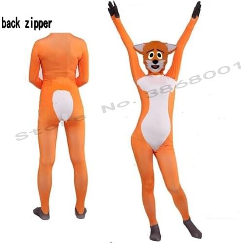 New design Fullbody Fox cartoon anime Spandex Zentai suit Halloween Cosplay Costume