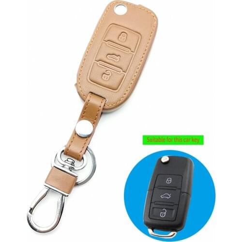 Leather car key cover case for Volkswagen polo passat golf 5 6 tiguan Gol CrossFox Plus Eos Scirocco Beetle car styling