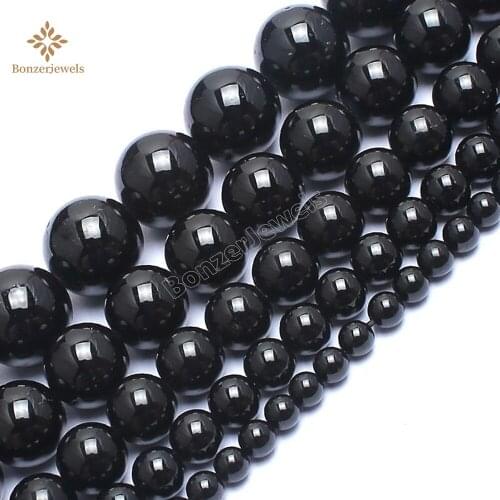Wholesale Lots Natural AAA+ Black Tourmaline Round Spacer Loose Beads For Jewelry Making DIY Bracelet Necklace 6/8/10/12mm 15