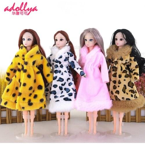 Adollya BJD Doll Accessories Fur Coat Doll Clothes Dress Plush Coat Suitable for 1/6 Dolls