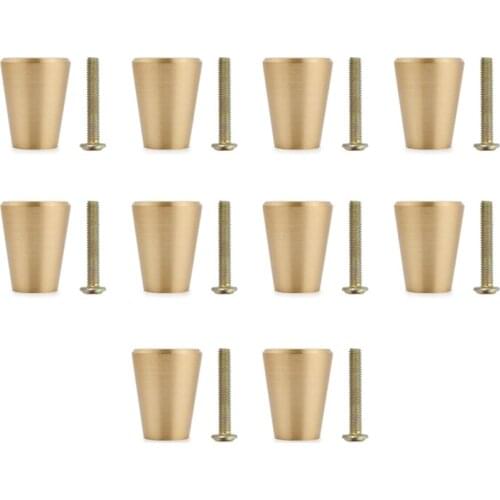 10PCS Brass Drawer Handles Gold Cupboard Knobs for Cabinets Dressing Table Furniture Door (with Screws)