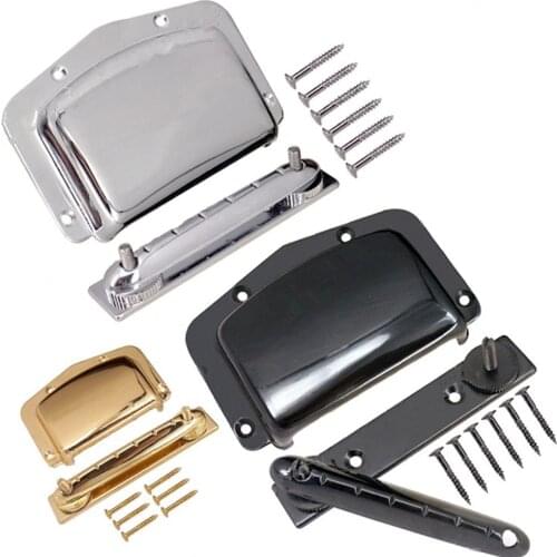 A Set of 6 String saddle Adjustable Fixed Guitar Bridge and Cover Chrome and Black gold for choose guitar accessories parts