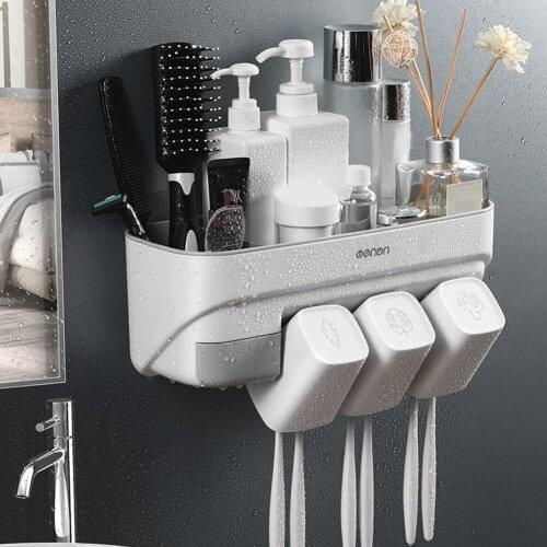 Wall Hanging Bathroom Creative Mouth Cup Wall-Mounted Toothbrush Rack Punch-Free Gargle Cup Holder Bathroom Accessories Sets