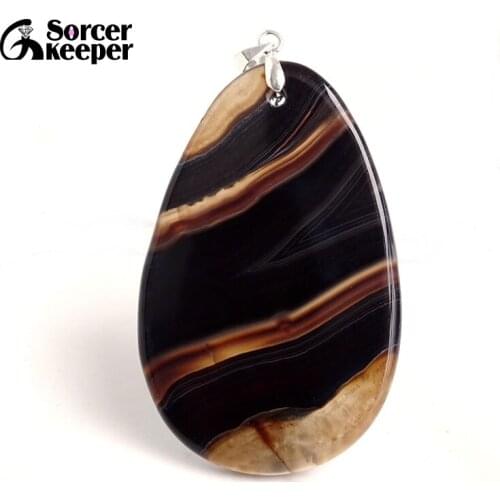 Natural Stripe Agates Pendant Water Drop Shaped Beads for Women Men DIY Chains Necklace Handmade Charm Jewelry BA947