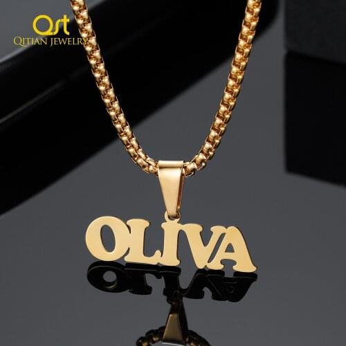 Customize Name Necklace Gold Chain Stainless Steel Nameplate Name Pendant For Women Charm Personalized Jewelry Gift Won't fade