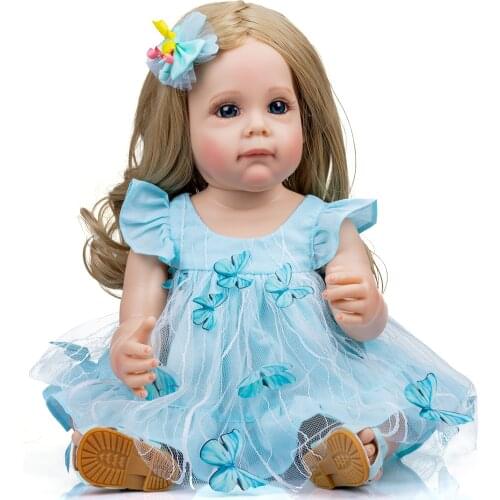 NPK 55CM FUll body Silicone Reborn Toddler Maggi Hand-detailed Paniting waterproof Toy for Girls