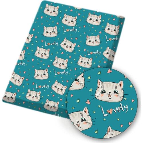 Polyester Cotton Fabric Sheet Printed Cloth Fabrics Cartoon Cat Panda For DIY Bag Dress Craft Home Textile Sewing 45*145cm/pc