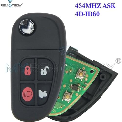 Remtekey Flip remote car key 4 button 1X43-15K601-AE FCC NHVWB1U241 for Jaguar XJ XK S X type 434mhz FO21
