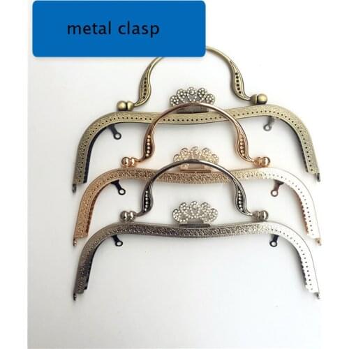 27cm big size women DIY handbag making metal clasp knurling purse frame M shape crown diamond buckle 2pcs/lot