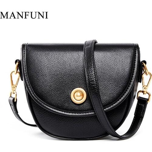 Retro Semicircle Saddle Women Crossbody Bags 100% Genuine Leather Female Shoulder Bags Ladies Small Messenger Bags 2020 New