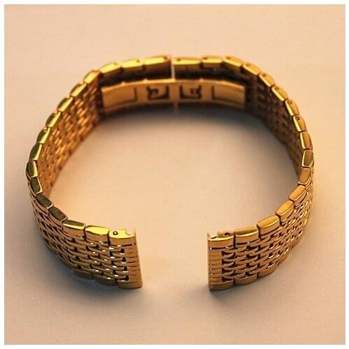 Retail - 1PCS High quality 18MM Solid Stainless Steel Watch bands watch strap gold color - 80205q