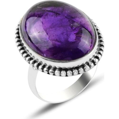 Silver 925 Sterling Amethyst Gemstone Ring