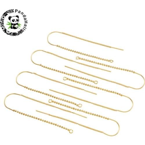 Pandahall 10pcs Brass Ear Thread Earrings Long Chain Making Jewelry Findings 72.5mm Hole: 1.5mm Pin: 0.9mm