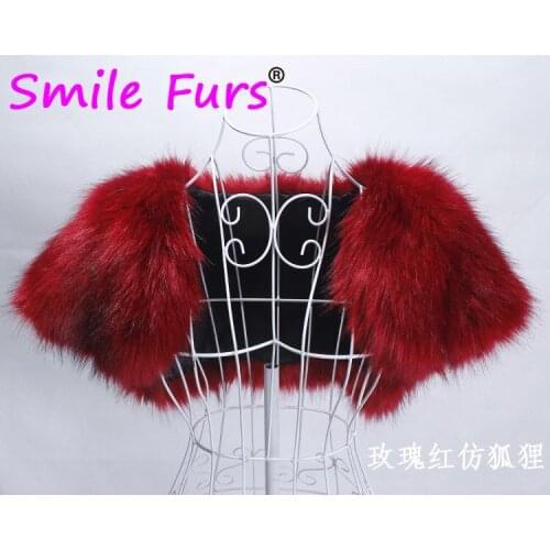 Qearlstar Faux Fox Fur Wraps For Women Luxury Winter Fur Shawls Fashion Bride Cape Wedding Party Fur Coat Decor White Grey ZKG12