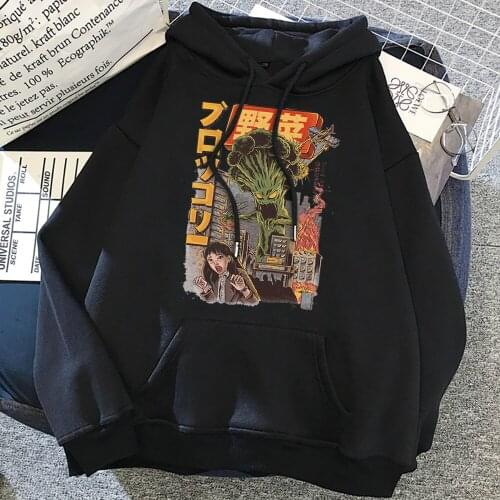 Brocolin Monster Attack Humman Print Hoodie Women Fashion Street Clothing Autumn Loose Oversize Hooded Fleece Casual Sweatshirt