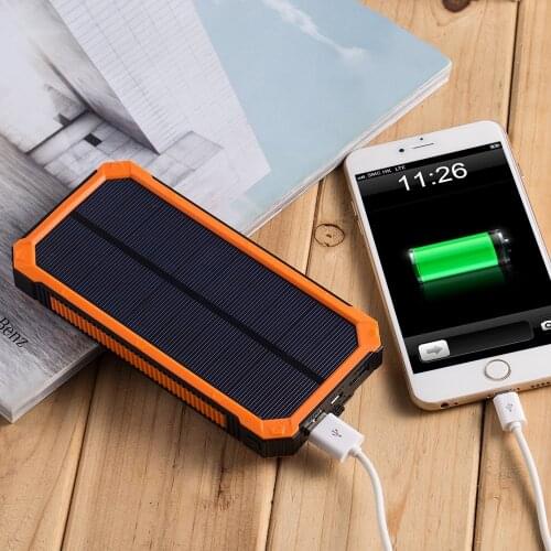 PowerGreen 15000mAh Solar Power Bank External Battery Charger Pack Outdoor Backup Charger Solar Charger with 6LED Flashlight