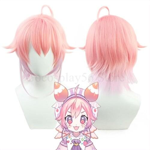 VTuber Ushimi Ichigo Wig Youtuber Cosplay Mullet Short Gradient Pink Purple Straight Heat Resistant Hair