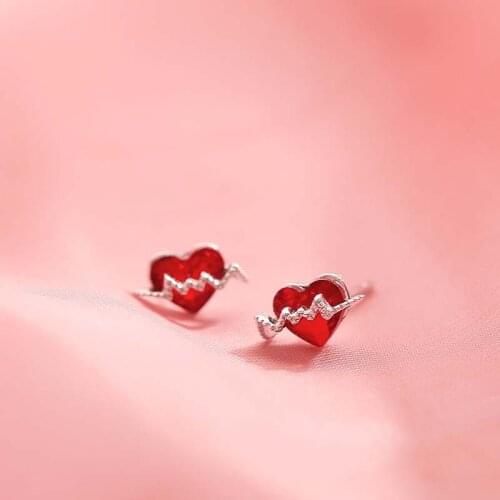 925 Sterling Silver Crystal Heart Statement Stud Earring For Women Party Jewelry Pendientes Accessories eh1394