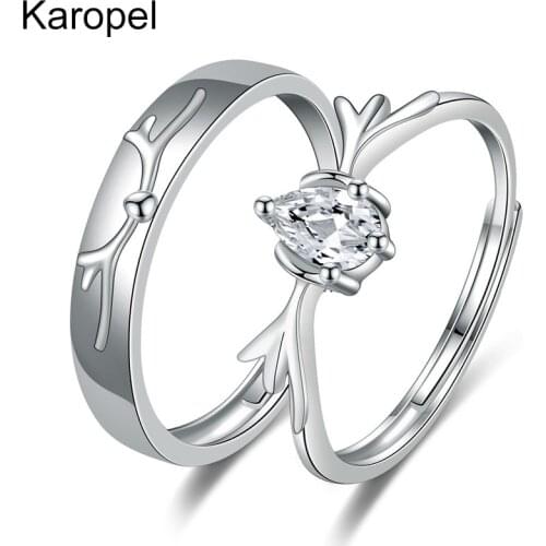 NEHZY 925 Sterling Silver New Woman Fashion Jewelry High Quality Simple Crystal Zircon Antler Opening Adjustable Couple Ring