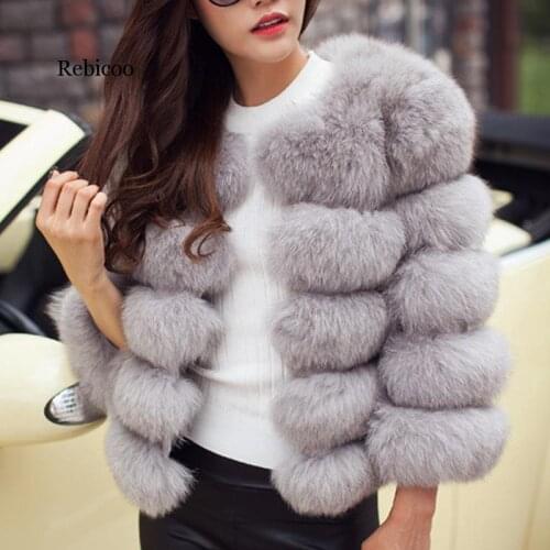 Women Faux Fur Coat Autumn Winter Fashion Casual Warm Coat Plus Size Faux Fox Fur Overcoat Jacket Female Long Sleeves