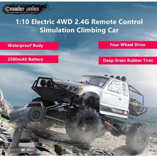 1: 10 4WD Simulation RC Climbing Car Waterproof Body Independent Shock Absorber Multi-terrain Cross-country Rock Crawler Car Toy