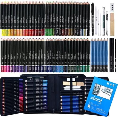 145-Piece Colored Pencils Set, Drawing Pencils and Sketching Kit, Complete Artist Kit, Includes Graphite Pencils, Metallic Color