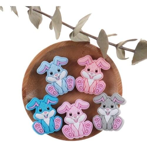 20pcs Rabbits Beads Baby Teething Nurse Accessories Baby Toys Food Grade Beads Baby Goods BPA Free Silicone Beads Pacifier