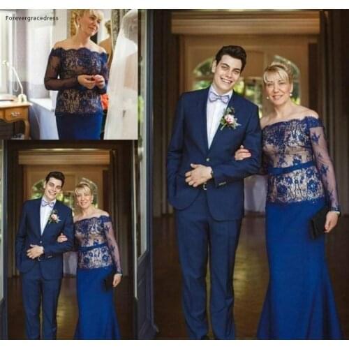 2019 New Lace Mother of the Bride Dresses Vintage Long Sleeves Formal Godmother Evening Wedding Party Guests Gown Plus Size