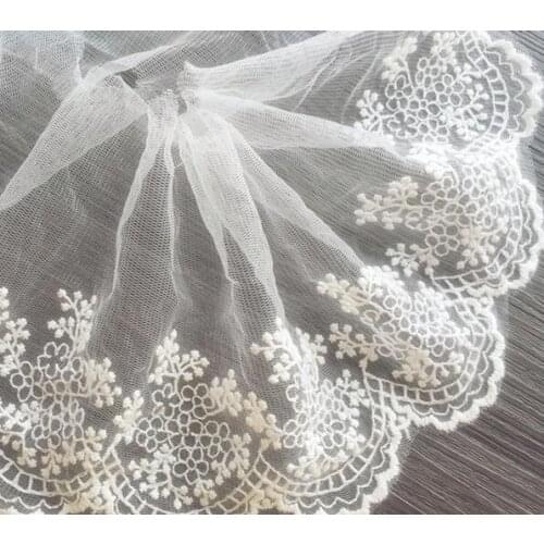 3 Meters/lot 11cm White Cotton Net Lace Trim Embroidered Lace Fabric Trimming Lace Accessories