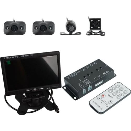 360 Degree 4-CH Inputs Car Surround View System Dash Cam DVR Digital Camera 7" Monitor