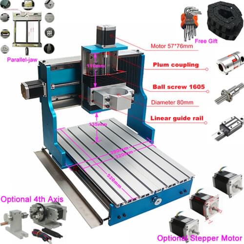 4 Axis CNC Frame Kit 3040L Linear Guideway Rail Type CNC 3040 Frame with NEMA 23 Stepper Motor for DIY Engraving Milling Machine