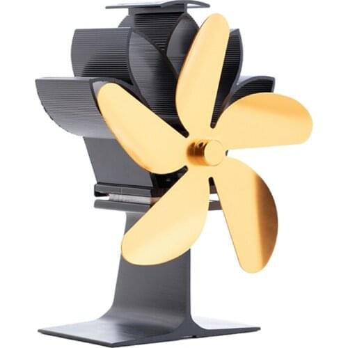 5-Blade Heat Powered Stove Fan for Wood Log Eco Friendly Larger Air Flow on Chimney for Wood Log Burner Fireplace Quiet