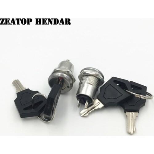 8Set 12mm Key Switch ON/OFF Lock Switch Phone Lock Security Power Switch Tubular Terminals+2 Keys Solder Connector