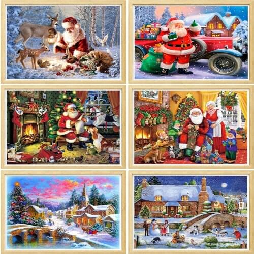 5D DIY diamond painting full diamond round Santa diamond mosaic Christmas winter diamond embroidery cross stitch home decoration