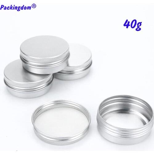 50Pcs Silver Cream Jar Aluminum Cosmetic Lip Balm Containers Empty Nail Art Crafts Pot Refillable Bottle Screw Thread Lids 40g
