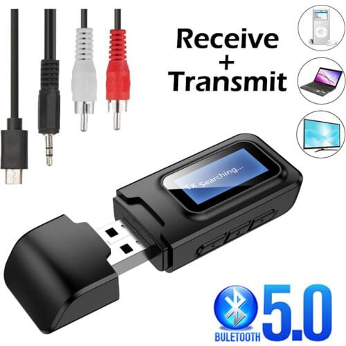 5.0 Bluetooth Adapter Wireless LCD Display USB Bluetooth Receiver Music Audio Transmitter for PC TV Car 3.5mm AUX Jack Adaptador