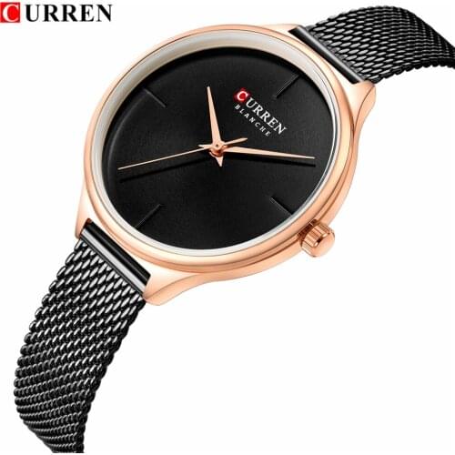 CURREN Women New Fashion Slim Watch Casual Fashion Stainless Steel Ladies Wristwatch Glassy Waterproof Gold Luxury Female clock