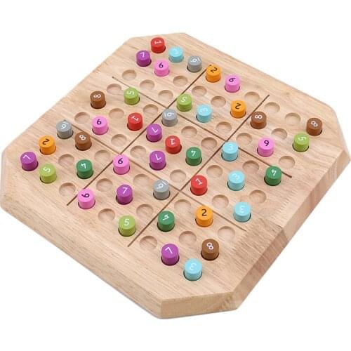 Wooden childrens Educational Toys Adult Intelligence Game Solid Wood Sudoku Game Chess Rubber