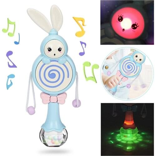 Baby Musical Rattle and Teethers Learning Toys Cartoon Kids Shaker Rattle Drum Spin Musical Toy Gift for Baby