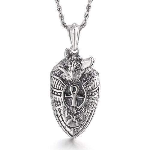 European and American Retro Wolf Head Shield Mens Titanium Steel Pendant