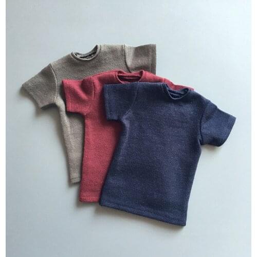 1/6 Scale Handmade T-shirt Male Short Sleeve T-shirt HT Man Solid Color Short-sleeved top For 12" Action Figure Body Doll Toys